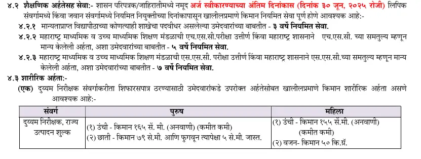 mpsc sub-inspector education qualification