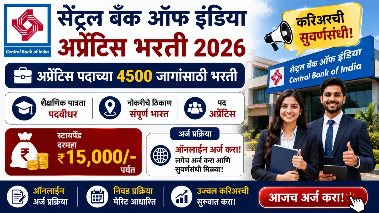 Central Bank of India Apprentice Bharti 2026