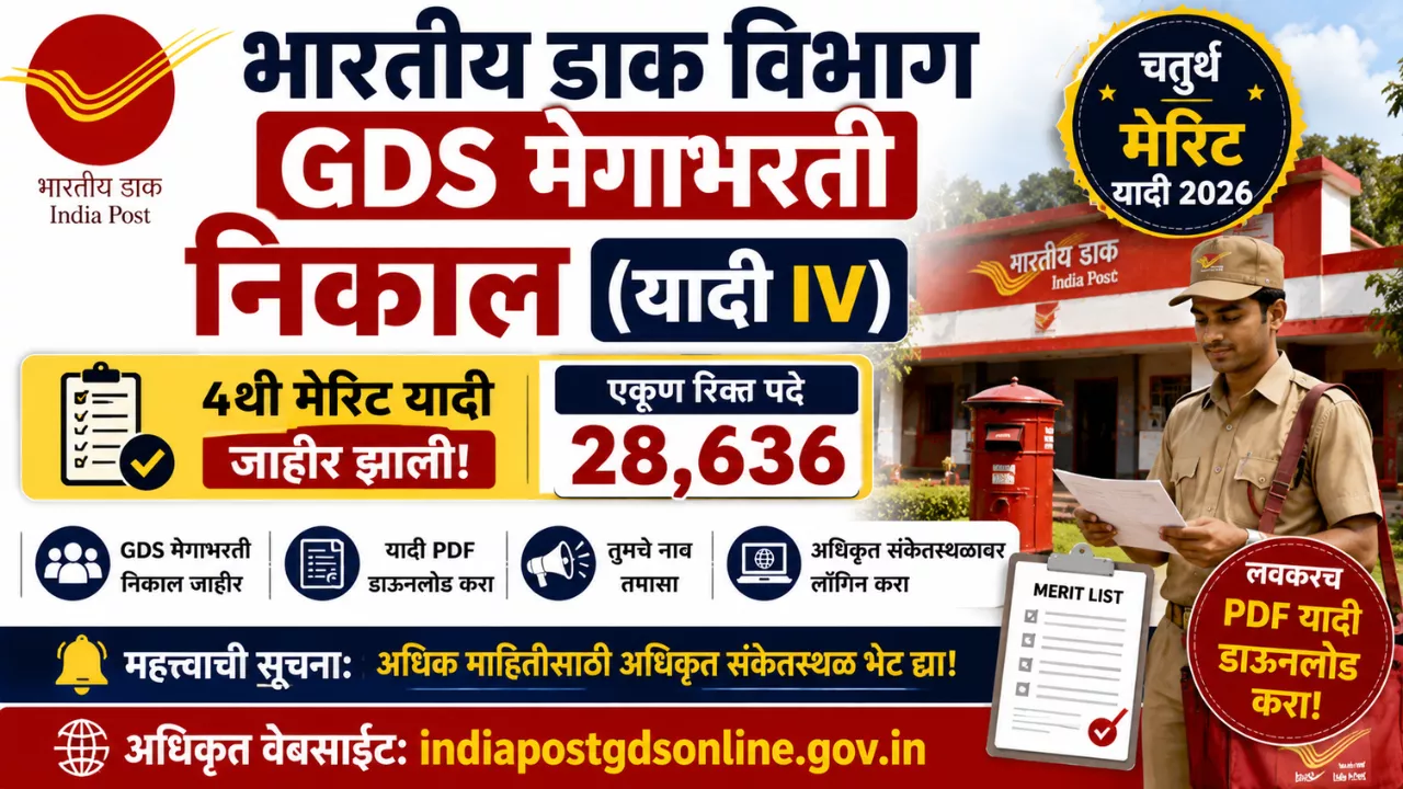 India Post GDS 4th Merit List 2026