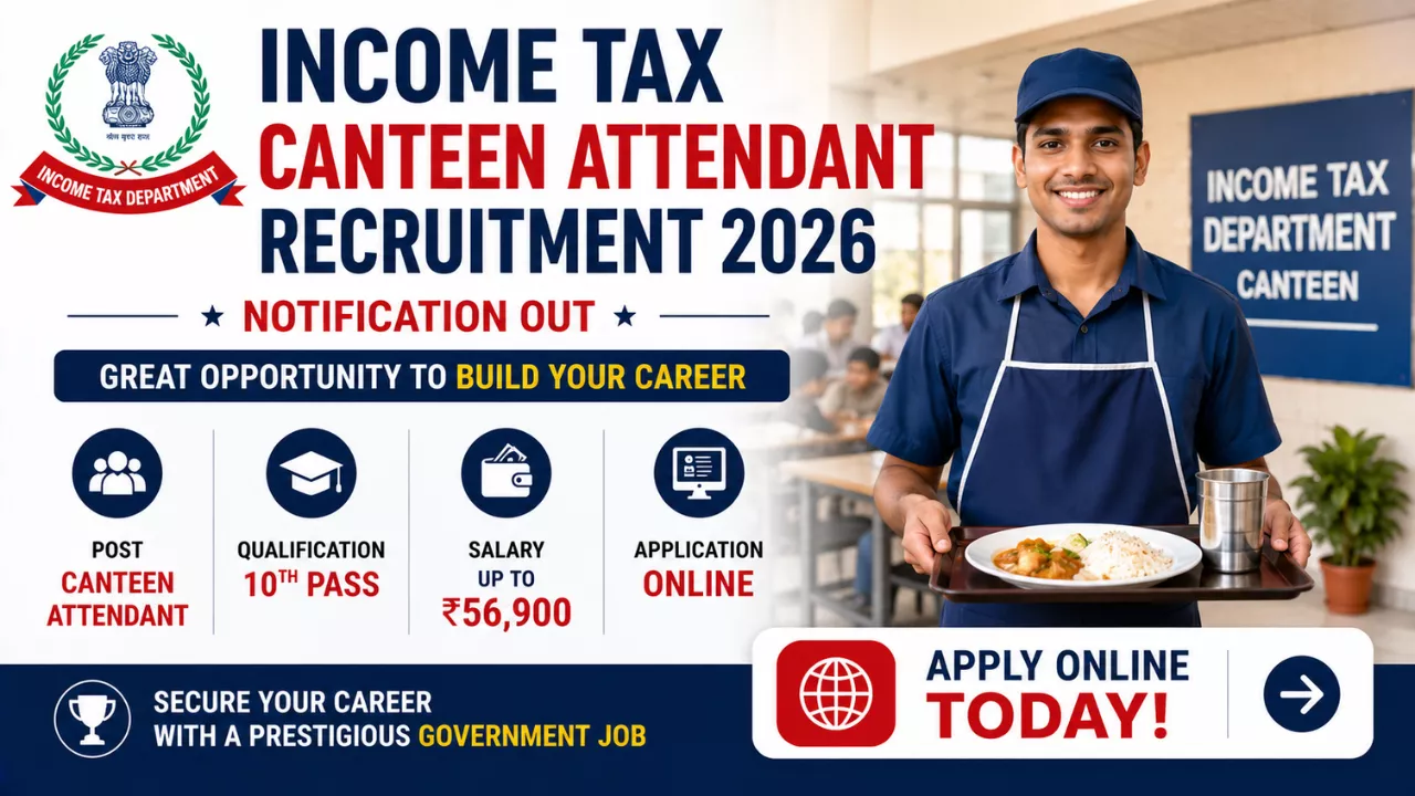 Income Tax Canteen Attendant Recruitment 2026
