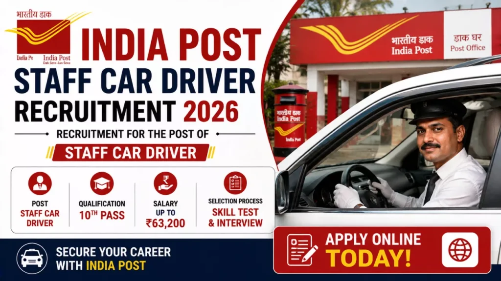 India Post Staff Car Driver Recruitment 2026